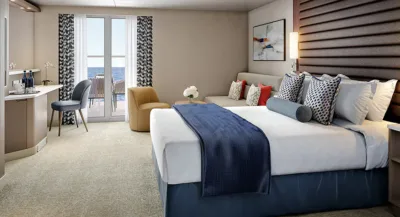 Photo of interior of a Club Balcony Stateroom on the cruise ship Pride of America in Hawaii.