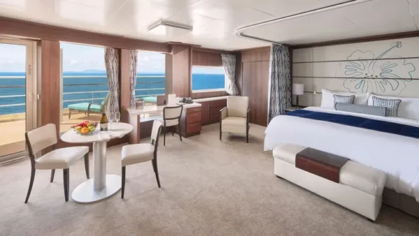 Photo showing interior Suite on Pride of America cruise ship in Hawaii.
