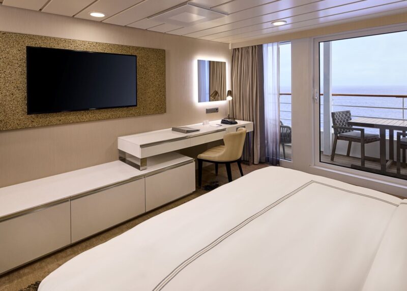 GolfAhoy Scotland and Ireland Golf Cruise on Azamara Journey Veranda Stateroom pictured.